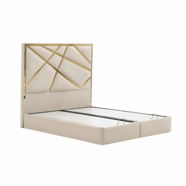 Lit Coffre Velours Or et Beige