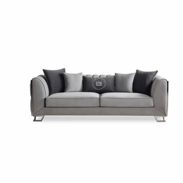 Canapé Capitonné et Fauteuils en Velours
