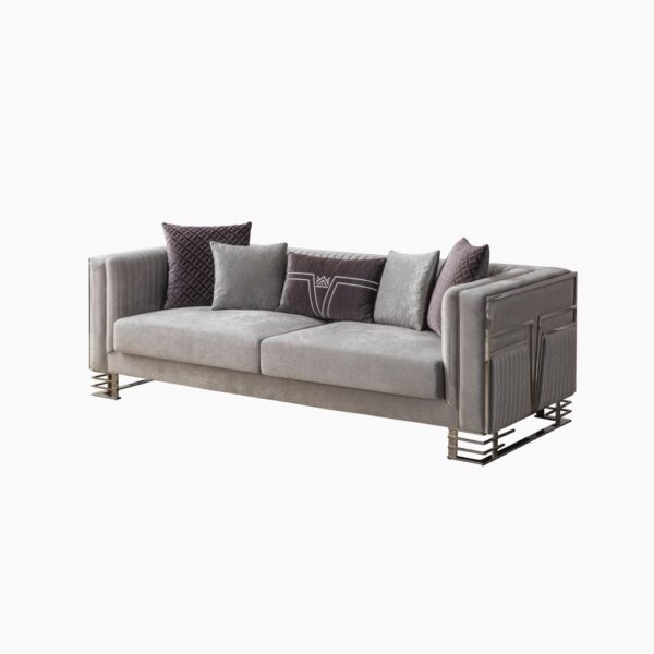 Canapé Capitonné et Fauteuils en Velours VV
