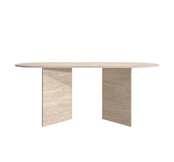 Table à Manger Oval en Travertin Pieds triangle